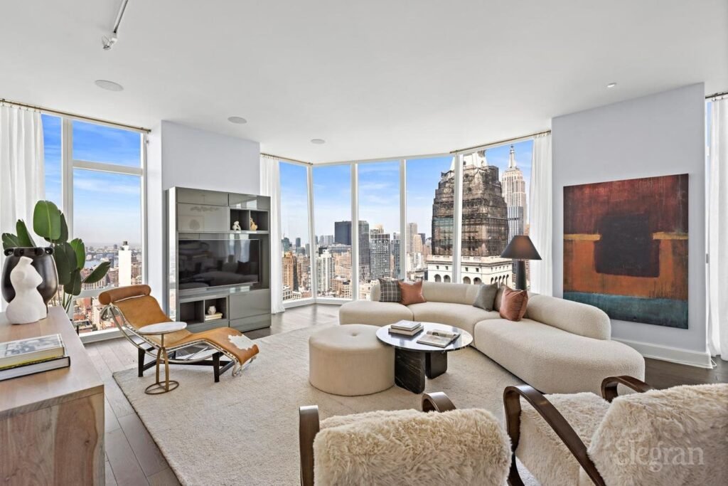 Inside a $7.2 million high-rise residence near Madison Square Park with views of the Manhattan skyline